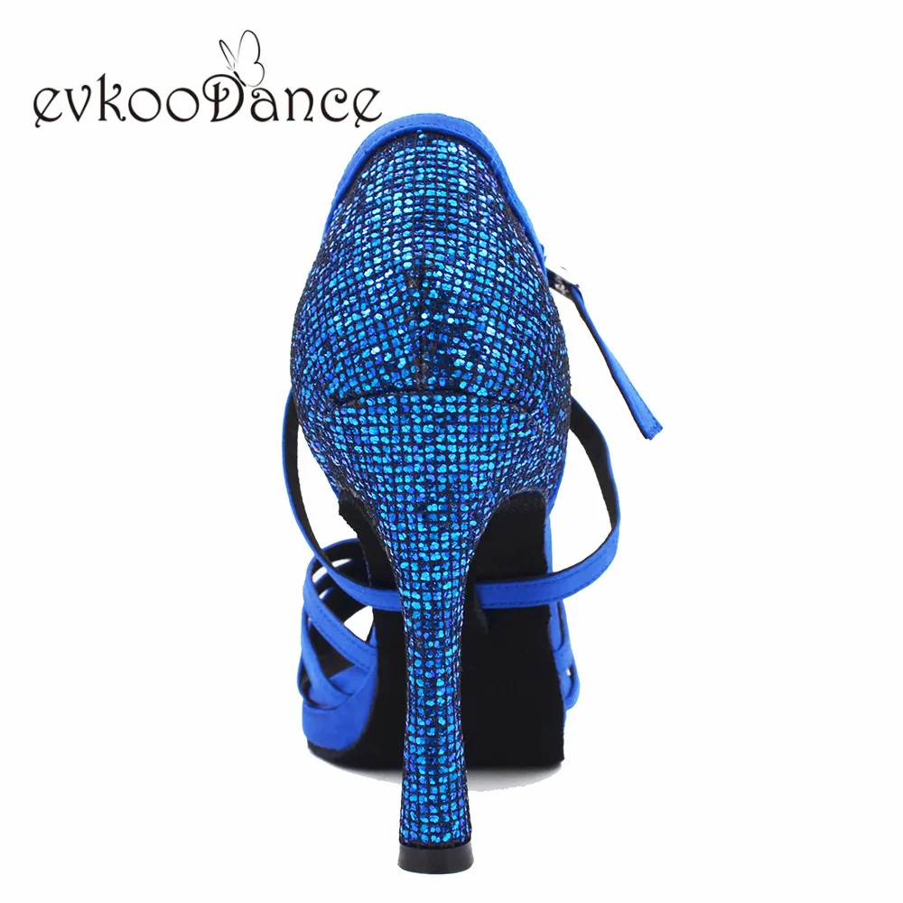 Evkoodance Dance Shoes Customsize 10cm heel height Size US 4-12 Zapatos De Baile blue Professional Evkoo-579