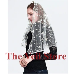 ISHSY Embroided Floral Lace Women Catholic Mantilla Veils for Church Chapel infinity HeadCover Latin Mass Velo de Novia Negra
