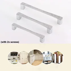 Zine Alloy Door Handle Silver Crystal Cupboard Pulls Cabinet Drawer Wardrobe Knob Furniture Pull Handle Kitchen Hardware