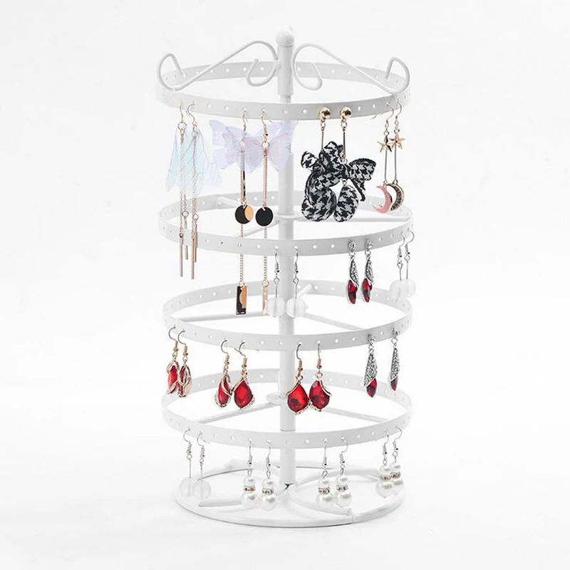 Hot Sale Round 168 Holes 4 Layer Earrings Stud Necklace Jewelry Display Jewllery organization Multifunctional Metal Stand Holder