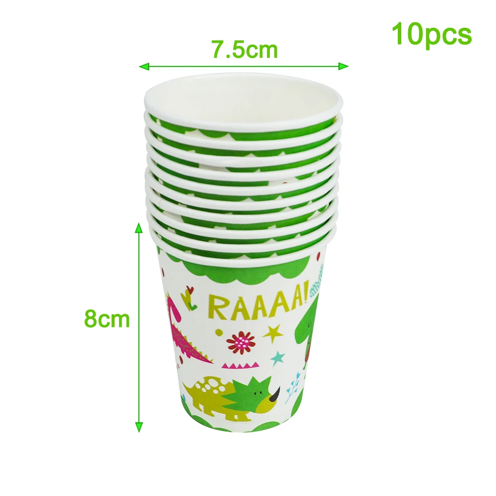 80pcs/Lot Disposable Tableware Dinosaur Birthday Party Paper Cups+Plates+Napkins+Flags Sets Roar Dino Party Supplies For 20 Kids