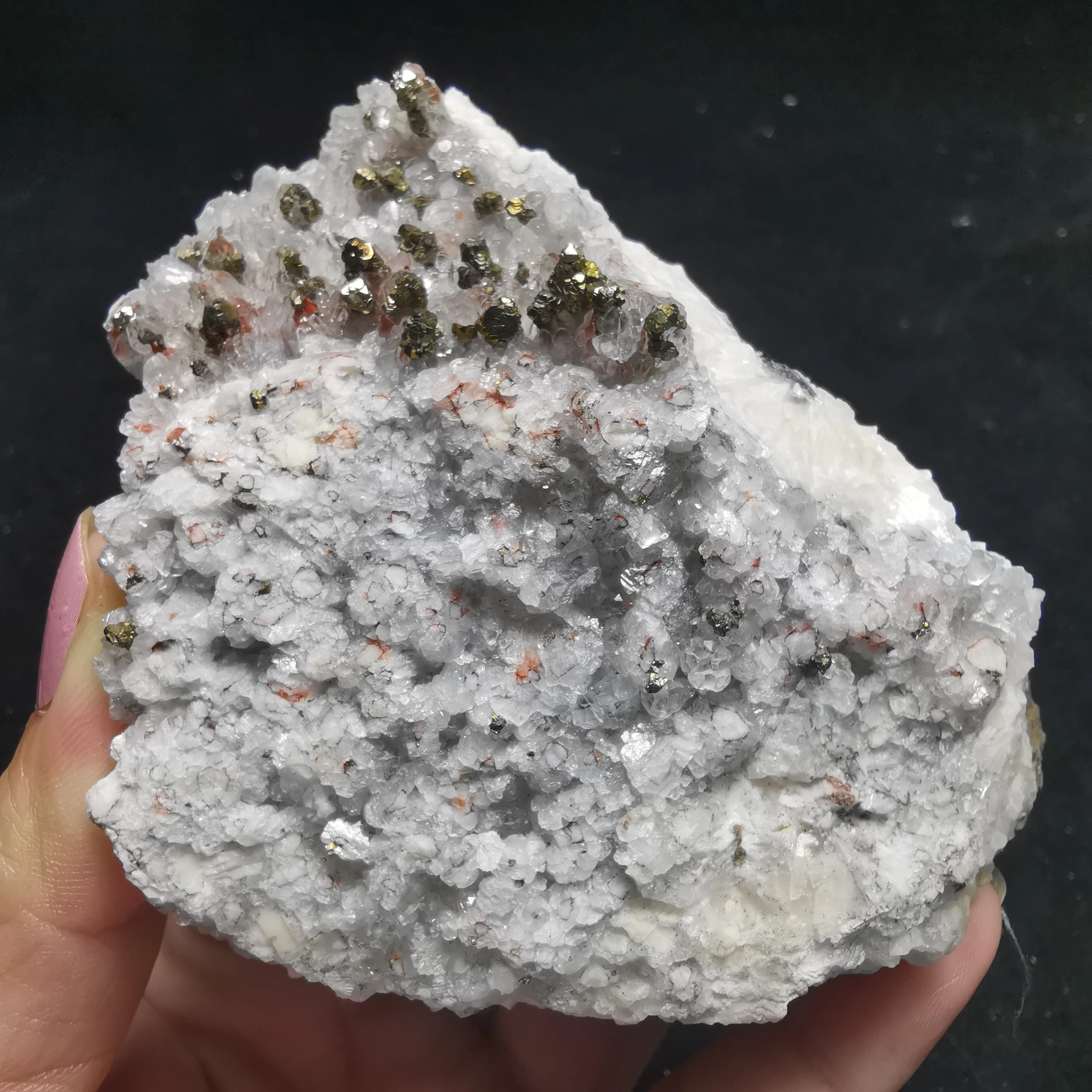 219.6g natural red crystal and colored pyrite calcite associated mineral specimen stone and crystal healing crystal quartz