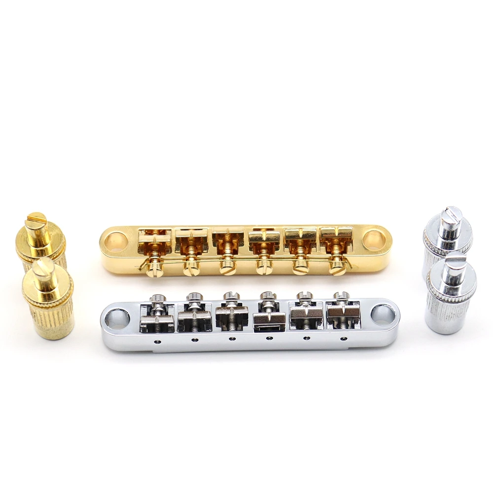 Tune-O-Matic Bridge Guitar Bridge ABR-1 Style Bridge 12mm diameter post ferrules BM002 Gold/Chrome For LP Guitar