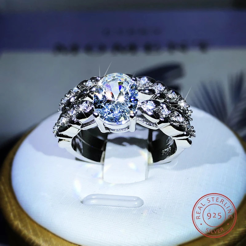 925 Sterling Silver New Midi Exquisite Hollow Carved Diamond Two-piece Set Couple Ring Party Cocktail Jewelry