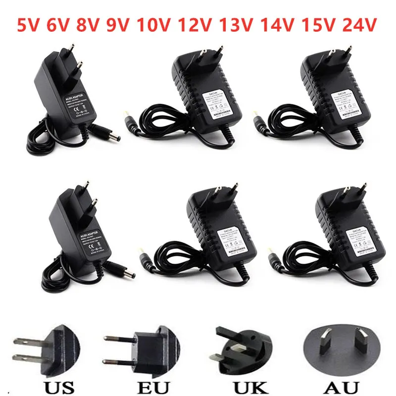 Adaptador de fuente de alimentación AC DC 5V 6V 8V 9V 12V 13V 15V 24V 1A 2A 3A transformadores 220V a 12V fuente de alimentación de tira Led 5 12 24