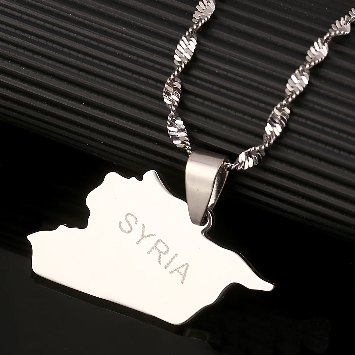 Stainless Steel Silver Color Syria Map Pendant Necklace Syrians Maps Jewelry Gifts