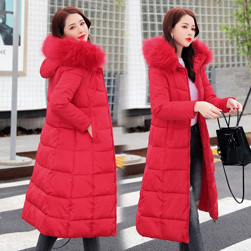 

Women's Jackets Nice Winter Office Ladies Slim Hooded Long Down Cotton Parkas Woman Solid Plus Size 6XL Thick Female Outwear