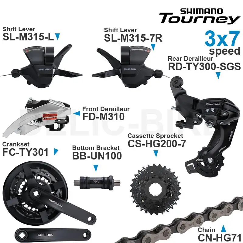 SHIMANO ALTUS Acera 3x7 Speed Groupset include M315 Shifter M310 Front/ TY300 Rear Derailleur Crankset Cassette Sprocket Chain