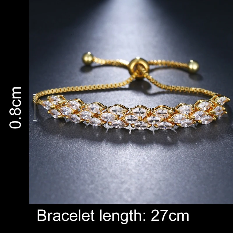 Ekopdee Fashion Charm Cubic Zirconia Leaf Bracelet For Women Luxury Zircon Bracelets Female Wedding Jewelry Accessories 2021 New