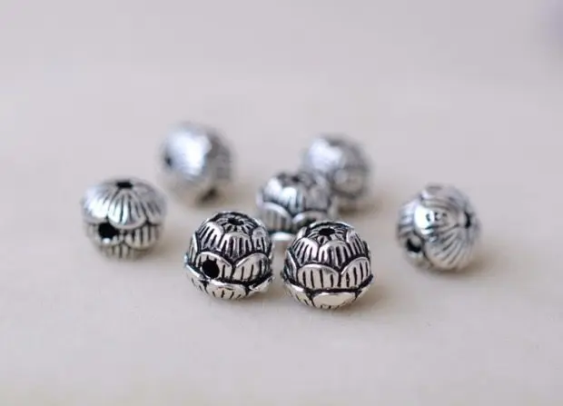 925 Silver Lotus Beads JewJelry Findings Thai Silver DIY Jewelry Beads