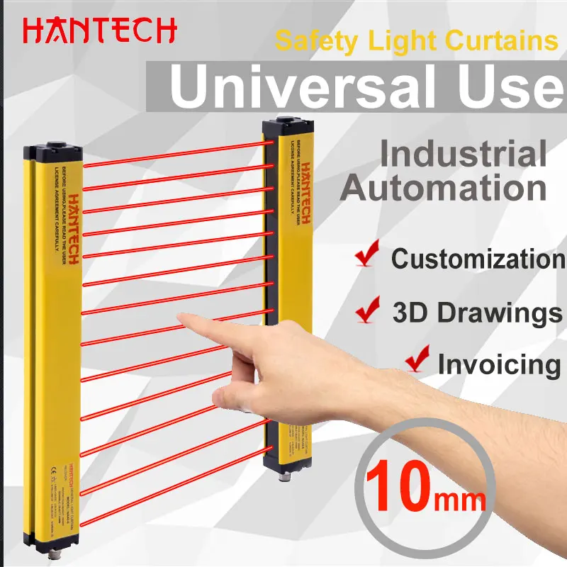 Safety Light Curtains 10mm Universal Use Infrared Sensor Industrial Automation Photoelectric 24V Customization