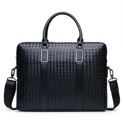 Men's Briefcase Business New Fashion Travel Bag Woven Male Handbag Casual Shoulder Cross body Bag Laptop Messenger Bag for Man