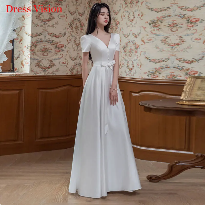 

New Style V-neck Wedding Dresses Short Sleeves Свадебное платье Robe De Soirée De Mariage Vestido De Noiva Bride Gown