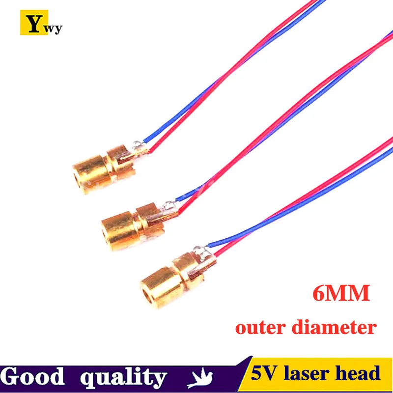 5PCS 5V 650NM 5MW Adjustable Laser Dot Diode Module Red Sight Copper Head Mini Laser Pointer 6MM