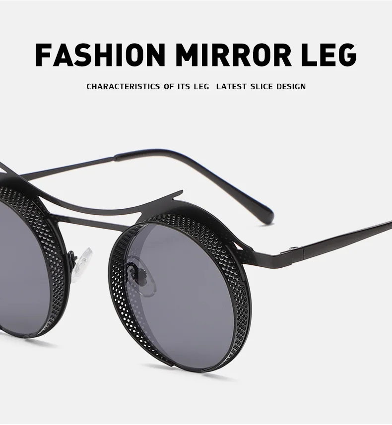 Steampunk Sonnenbrille Männer Mode Runde Punk Gläser Frauen Vintage Luxus Retro Vasos Decorativos Gafas De Sol Zonnebril Heren – Detail 9