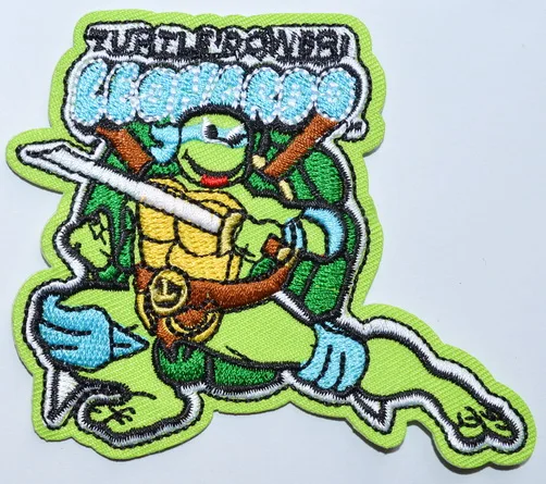 1x Green Turtles Embroidered Iron On Applique Patch (≈ 8.8 * 7.6 cm)