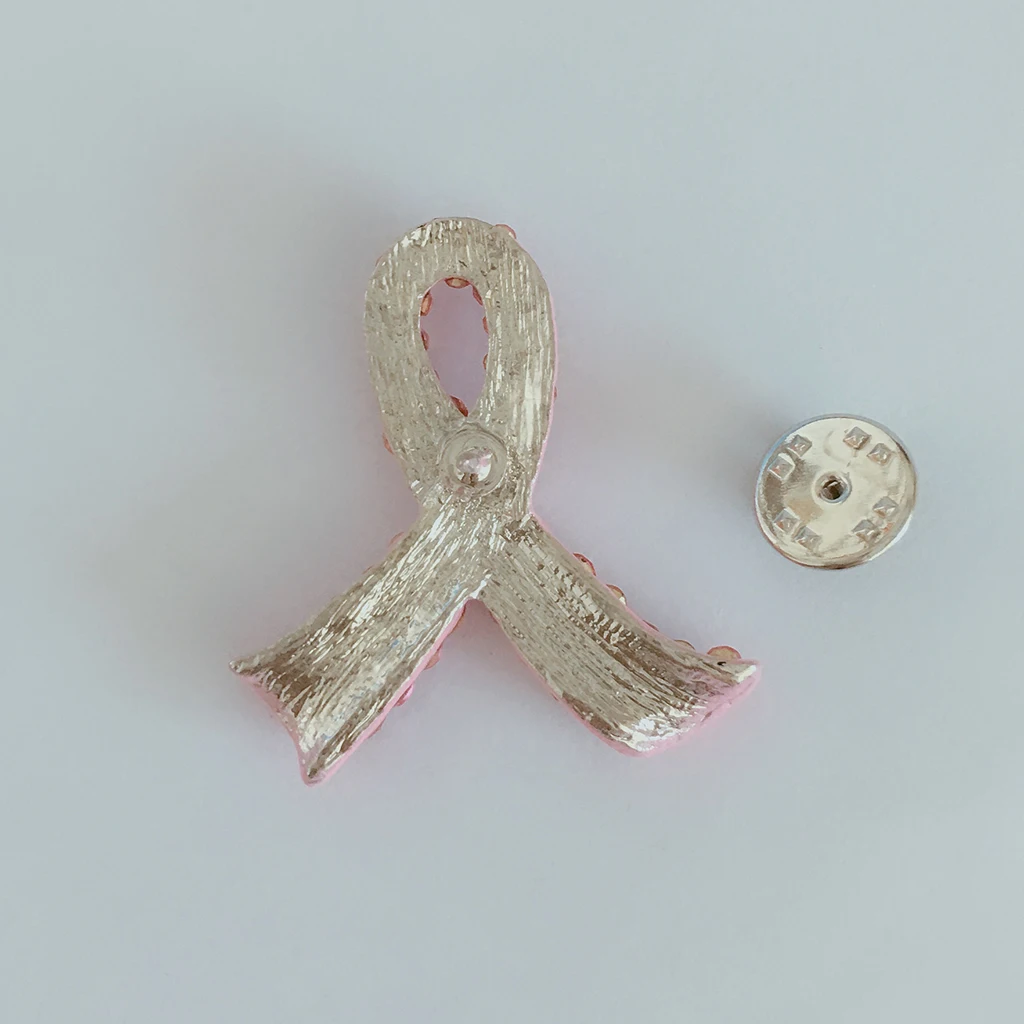 MZC pink ribbon breast cancer prevention brooch dress adorns button crystal pin badge