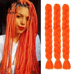 Alororo Long Synthetic Hair Braids 82Inch/165g Jumbo Braid Hair Yaki Texture Orange Pure Color One pcs Braiding Box Braid Hiar