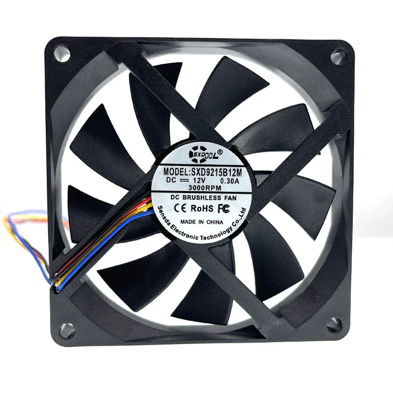 SXDOOL 9015 9cm 90mm Slim Fan 90x90x15mm DC12V 0.30A Ball Bearing 4 Wire PWM Speed Control Cooling Fan for Computer Chassis CPU