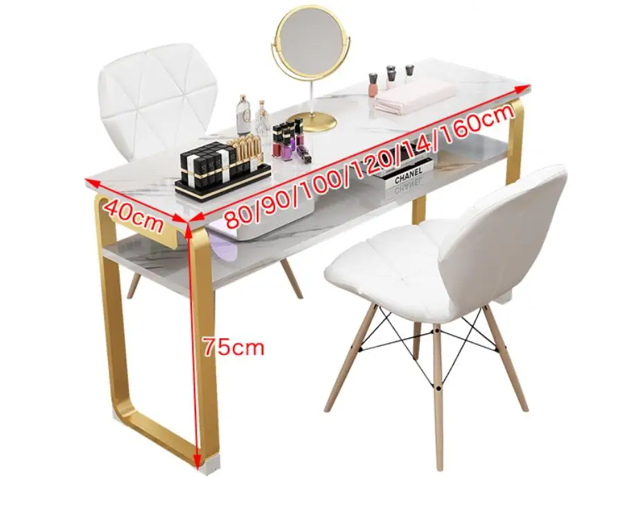 Table à ongles rouge simple, ensemble de chaises