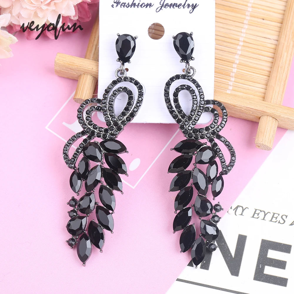 Veyofun Symmetrical Butterfly Hollow out Crystal Drop Earrings Ethnic Dangle Earrings Jewelry for Women Brinco