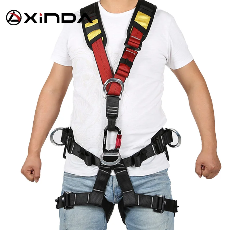 XINDA Professional Rock Climbing Harnesses Full Body Safety Belt Anti Fall Removable Gear Altitude Protection Equipment 3-piece