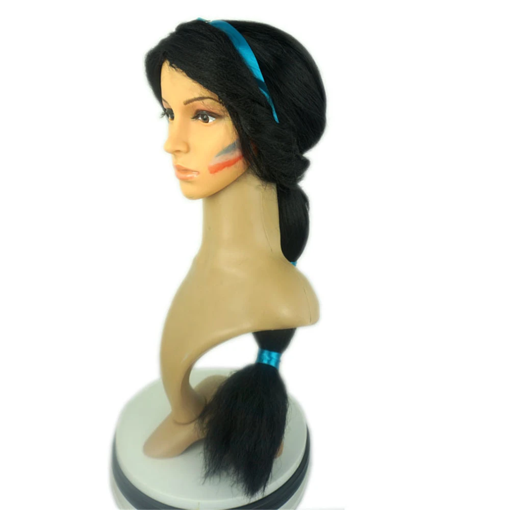 Aladdin\'s Lamp Halloween Girls Princess Jasmine Hair Black Long Wig Fancy Kids Rapunzel Wig Disguise Child Cosplay Unicorn Wig