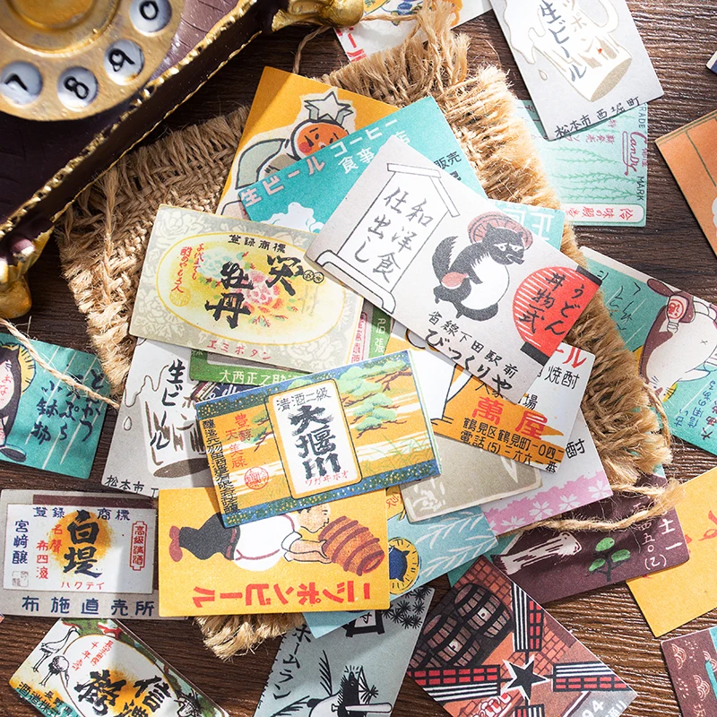 

58PCS Vintage Japan Bill Sticker DIY Scrapbooking Journal Base Collage Phone Computer Diary Happy Planner Gift Seal Decoration