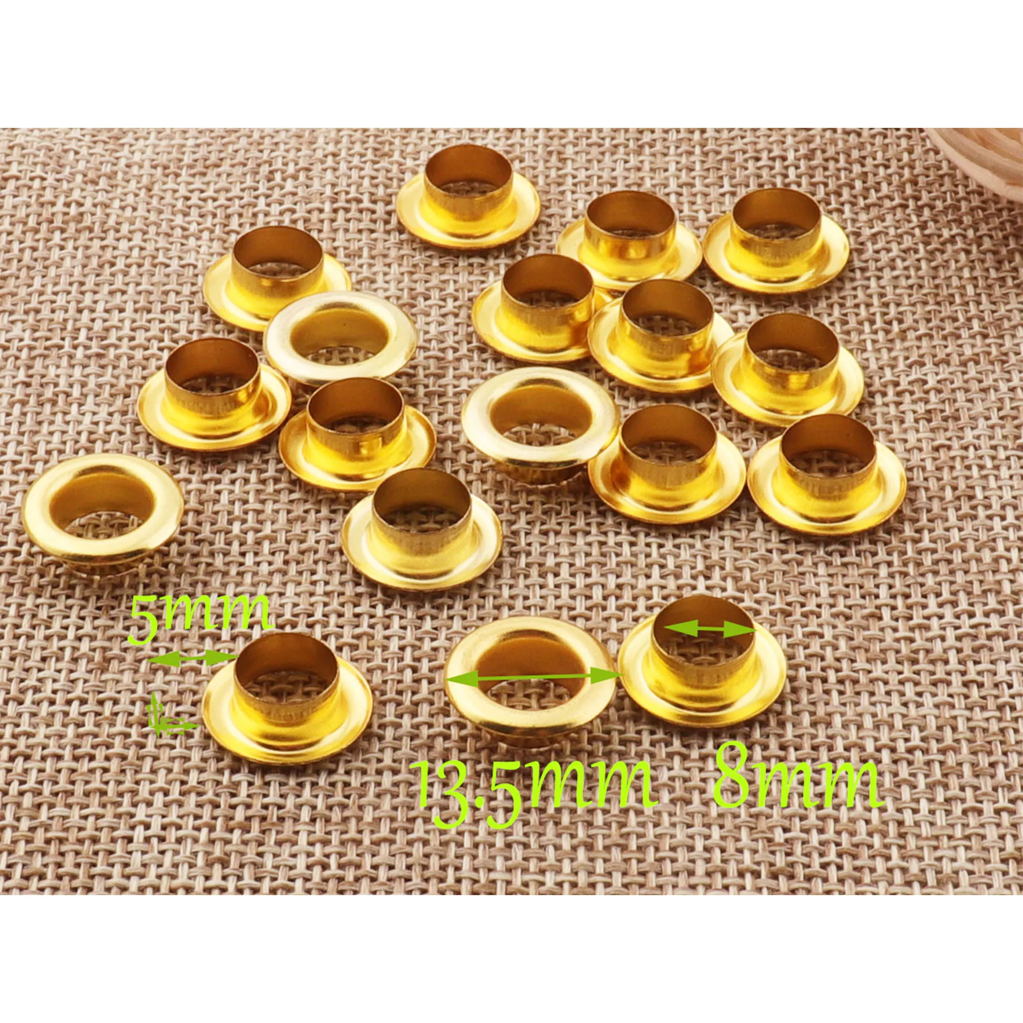 100 Sets Eyelets Barrel Diameter 8mm Gold Metal Eyelets Grommets With Washers Leather Canvas,bag,Purse Eyelets Holes