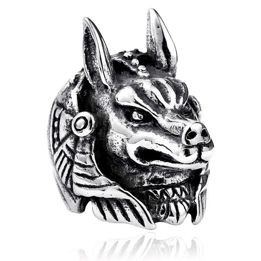 Ring For Men Gothic Punk  Retro Male Ring Adjusta Exaggeration Ferocious Snake Wolf Lion Tiger Bulldog Exquisite Alloy