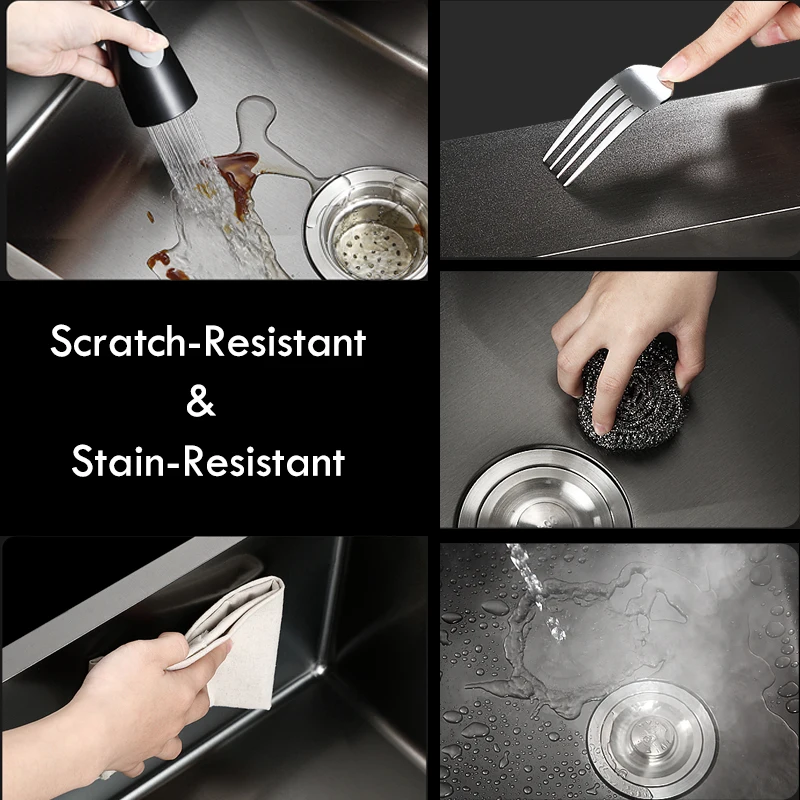 Small Size 304 Stainless Steel Kitchen Sink Topmount Single Bowl DarkGray Basin For Kitchen Fixture With Drain Accessories