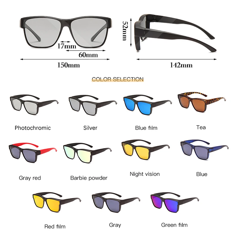 Gafas de sol polarizadas para hombre, lentes cuadradas con recubrimiento, visión nocturna, fotocromática, Gafas graduadas