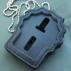 US U.S OFFICER STYLE Badge Holder Hanger Combo Chain Clip/Neck Leather Badge Fashion