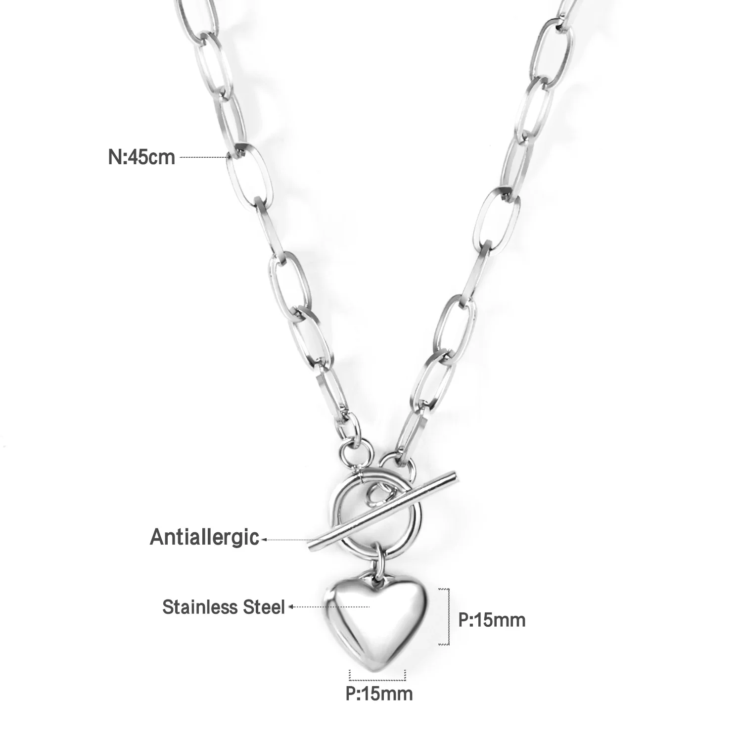 LUXUSTEEL Punk Heart Pendant Cuban Link Chains For Women Stainless Steel Collars Bow Knot Necklaces Wedding Jewelry Gifts