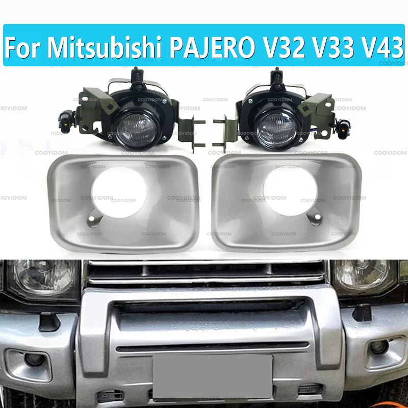 Left/Right Car Front Fog Light For Mitsubishi PAJERO MONTERO V32 V33 V43 Front Fog Lamp Cover Foglight Hood