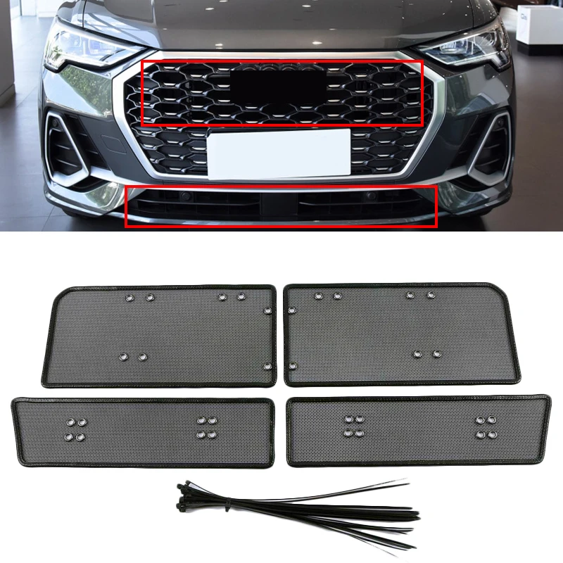 Stainless Steel Car Insect Screening Mesh Front Grille Insert Net For AUDI Q3 2019 2020