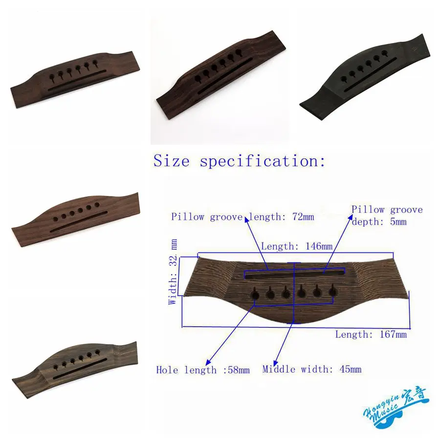 Professional Acoustic Guitar Bridge High Quality Rosewood Guitar Parts & Accessories