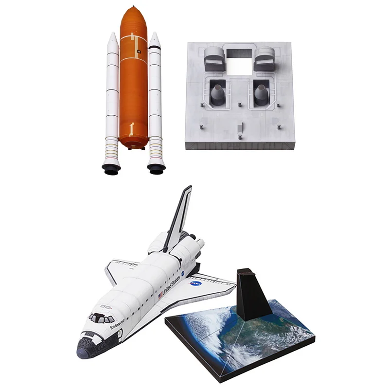 Realistic Version Space Shuttle Fuel Tank and Rocket Set,Origami 3D Paper Model Papercraft Art DIY Adult Craft Toys ZX-003