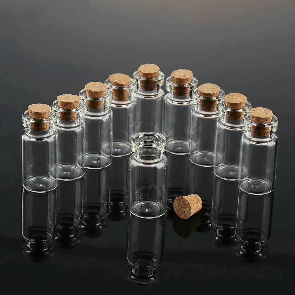 100pcs 2ml Mini Bottle with Cork Stopper Christmas Wish Empty Clear Glass  Vials For Holiday Wedding 11x35mm