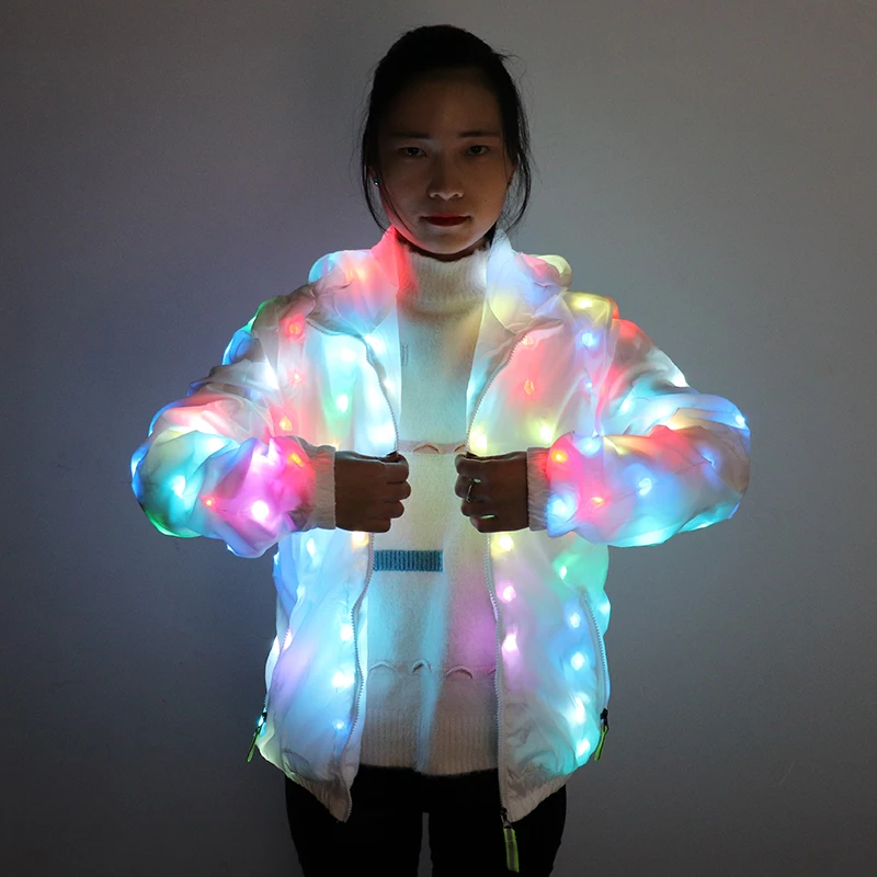 Colorful Coat LED Luminous Costume Dancing Clothes LED Lighting Jacket Suits Christmas Event Party Light Up Couple Set Clothing