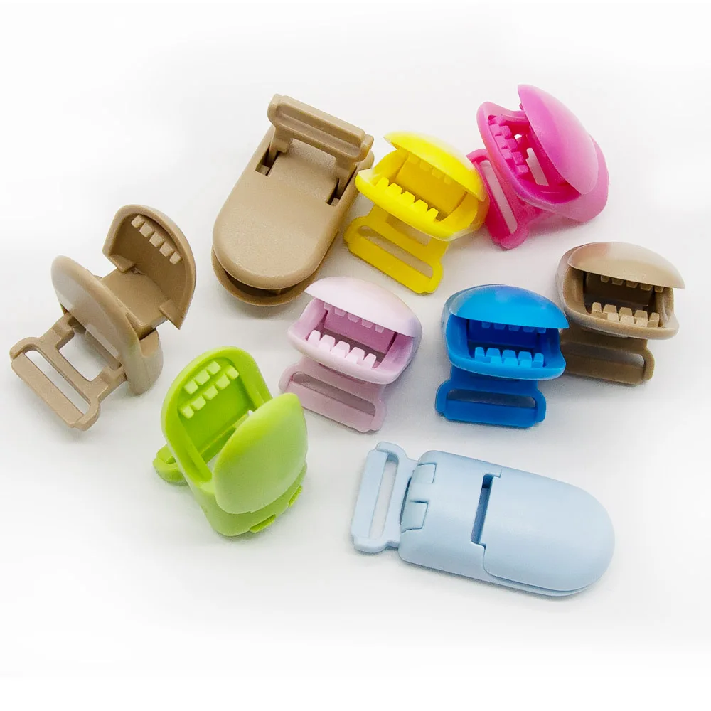 Cute-idea Baby Silicone Teether 18mm  5pcs Plastic Clips Safe baby Toys Necklace Pendant Clamp Wholesale