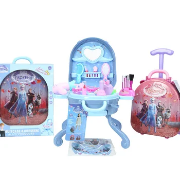 Disney Frozen 2 Elsa Anna Make-Up Set Meisjes Trolley Case Cosmetische Box Set Handtas Koffer Kids Dressing Speelgoed