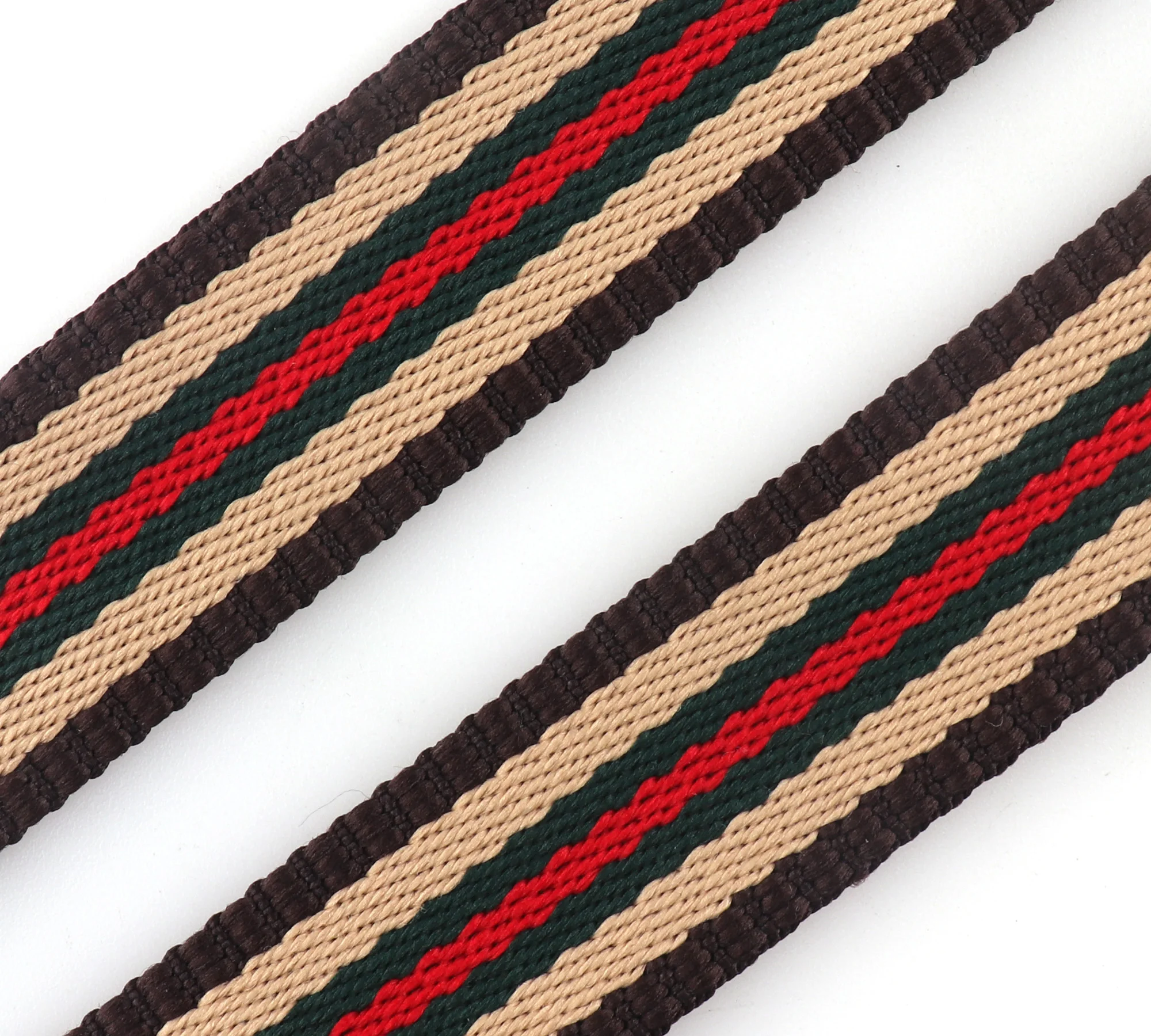 Heavy Weight Red Green Stripe Webbing Fabric Belt 25mm Cotton Webbing For Purse Handbag Polyester Webbing Key Fob Nylon Strap