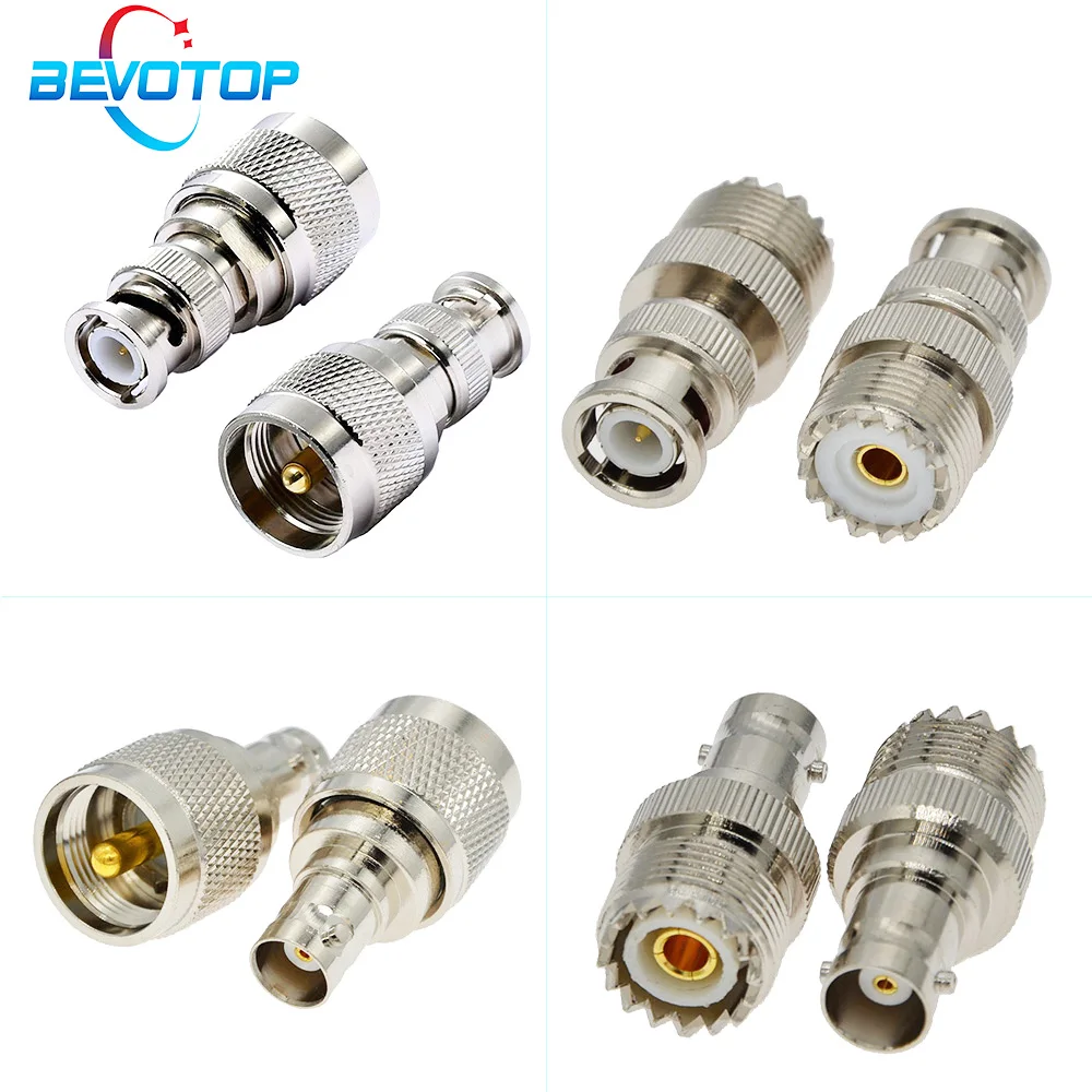 

50 шт., радиочастотный коаксиальный адаптер с разъемом BNC «папа»-«папа» UHF «папа» (папа) PL259, разъем SO239, 4 типа, 50 Ом