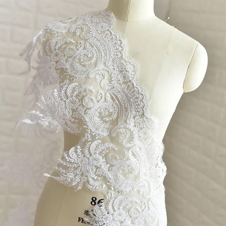 

wide scallop lace trim bridal dress lace trim flower boarder DIY lace Veil Trim 10 Yards