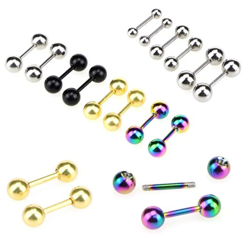 5Pair/set Medical Titanium Steel Rod Flat T-Type Screws Small Punk Stud Earrings Female Ear Bone Nail Lip Piercing Jewelry Gifts