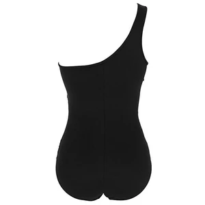 M-3xl 4xl plus size female swimsuits a lean shoulder bath for woman solid mesh black red blue push up padded bath facts 12 Main Sales May Black - №3