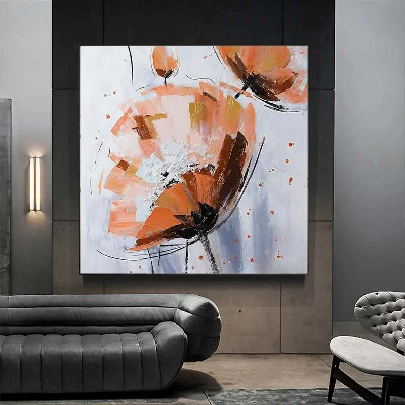 

Nordic Restaurant Oil Painting Modern Minimalist Living Room Decoration Painting Abstract Flower Mural