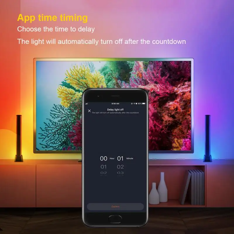 Barras de luz LED inteligentes Tuya, RGB, Bluetooth, música, ritmo, luz de atmósfera activada por voz, 10 escenas y 4 modos de música a través de Gvvoo Home