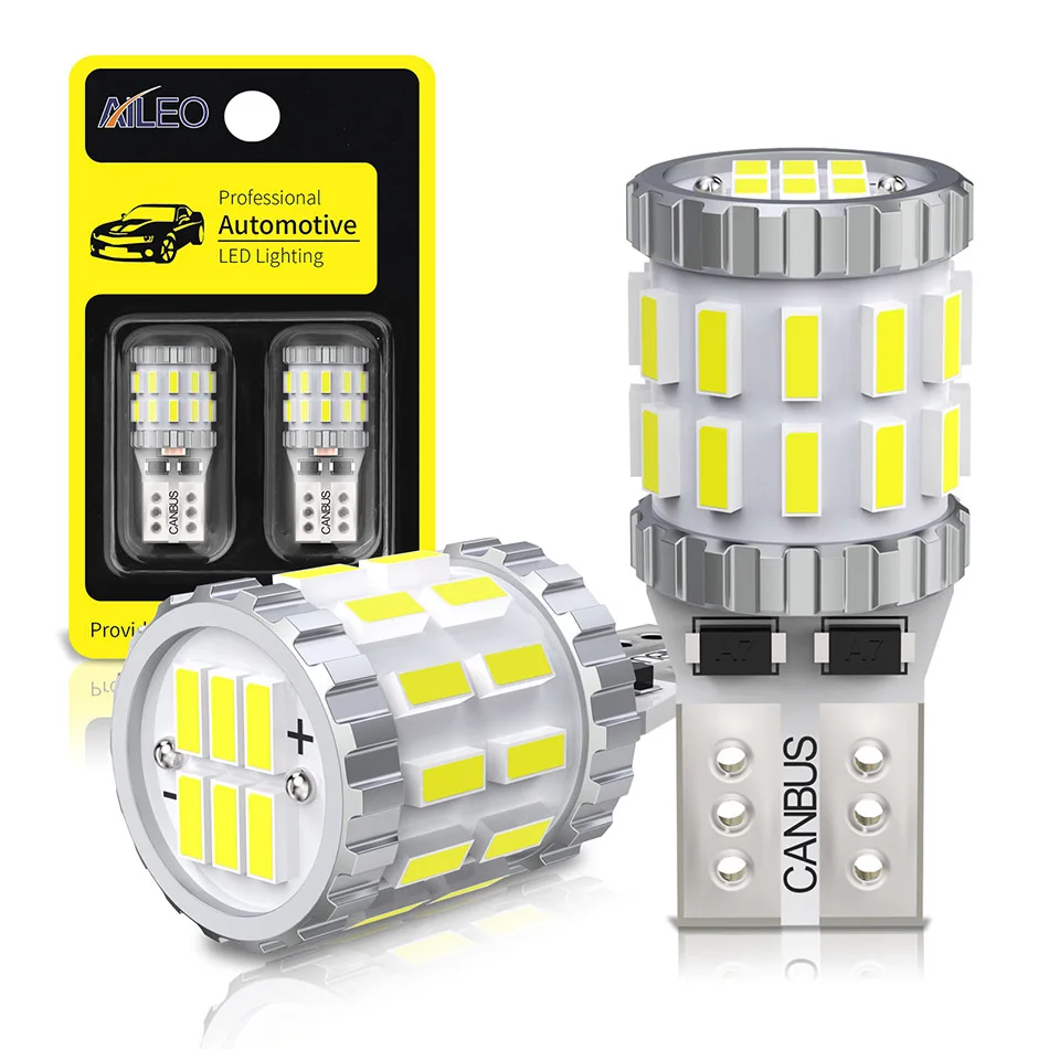 AILEO 2x T10 W5W LED Żarówki Canbus 168 194 3014 SMD Światło postojowe klinowe Światło tablicy rejestracyjnej Światła obrysowe Lampki do czytania Białe
